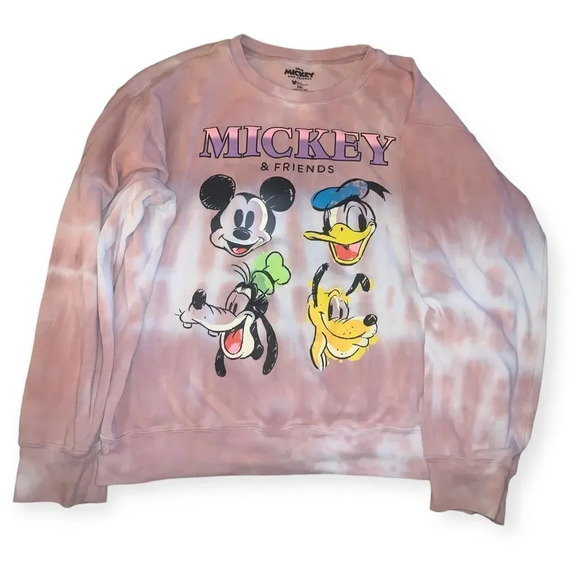 Disney Mickey & Friends Fab Four Purple Tie Dye Junior Cropped Sweatshirt - Picture 2 of 3